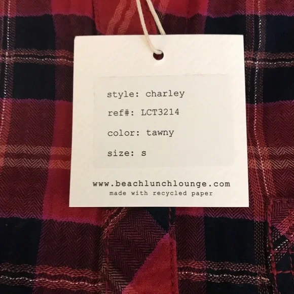 BeachLunchLounge Plaid Button-Up Top - Size S - Picture 5 of 9